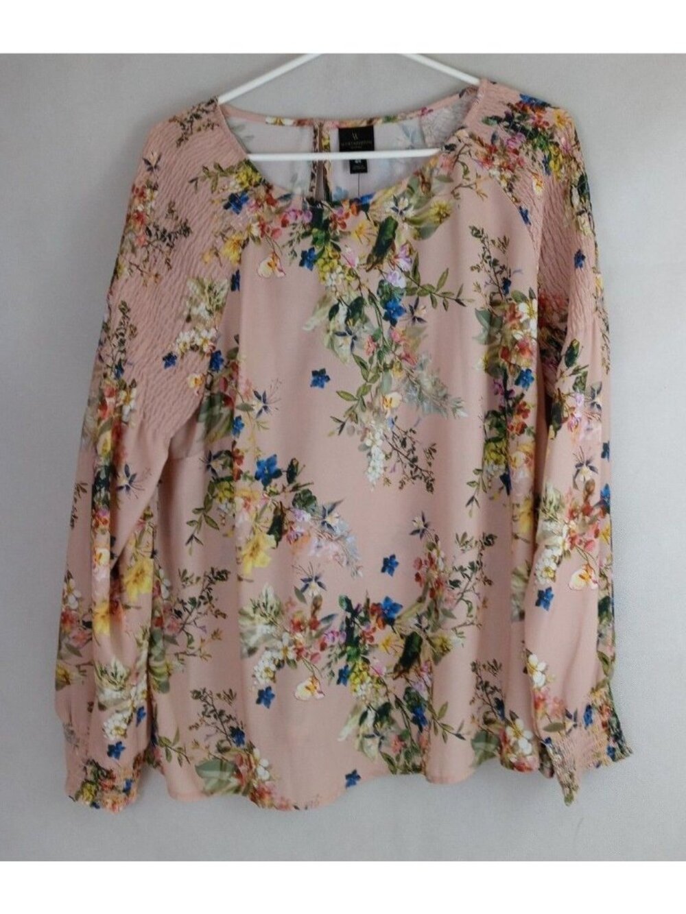 NWT Worthington Woman Katrina Floral Pink Semi-Sheer Blouse Size 0X